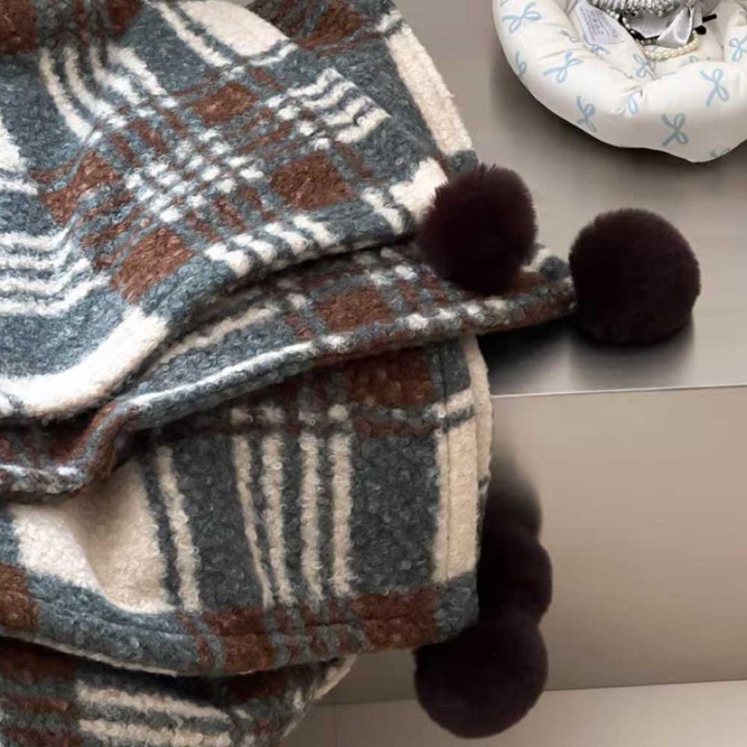 La caph 4COLOR CHECK KNIT BLANKET ブランケット