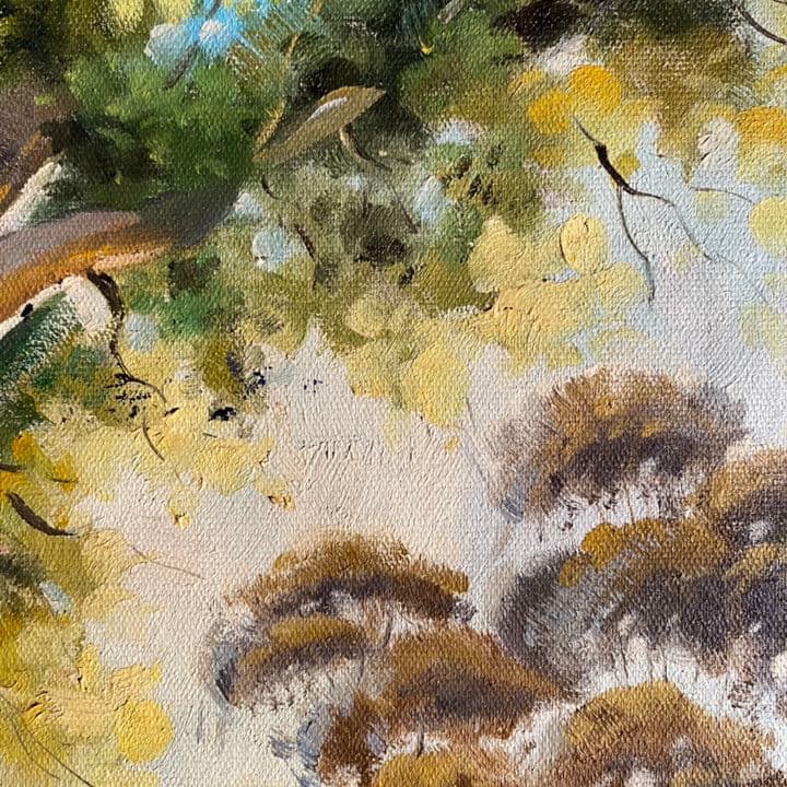手書き油絵 草原の大木 絵画 インテリア 油彩画