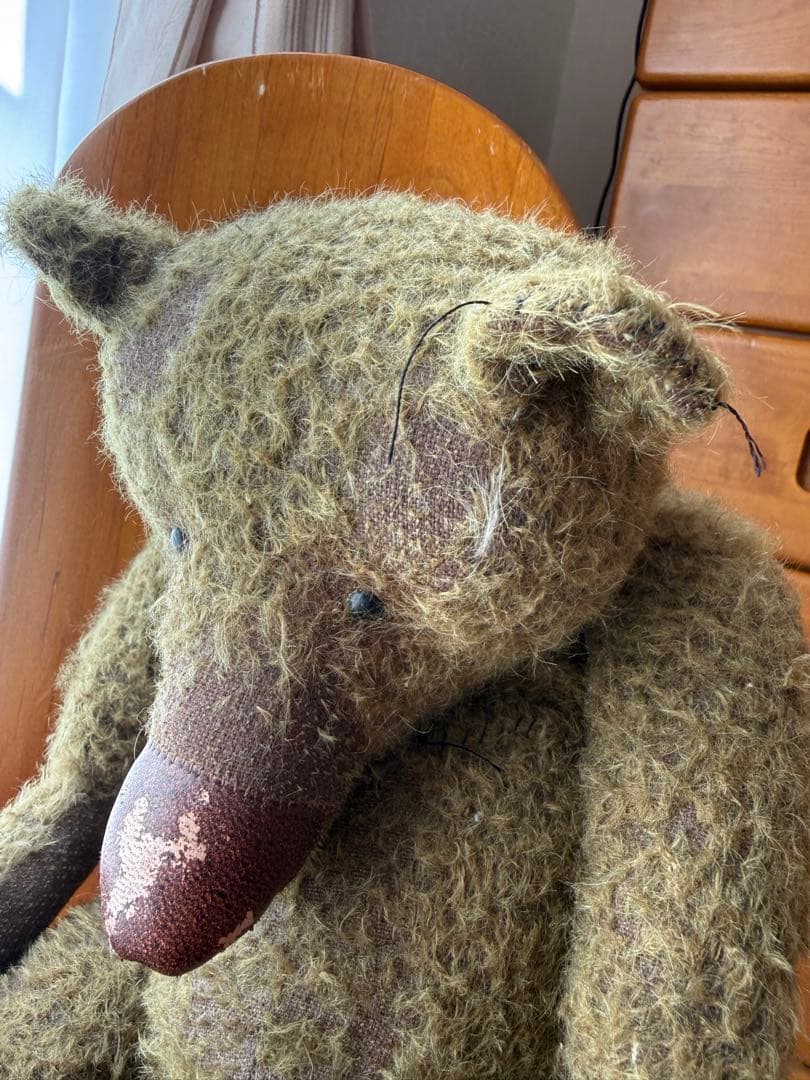 海外作家 テディベア 45cm モヘア 本革鼻