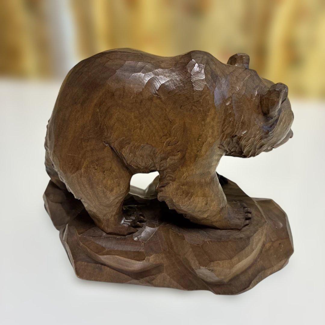 木彫り熊　堀井作　彫刻　美術品 工芸品 サイズ高さ約15cm幅約21cm