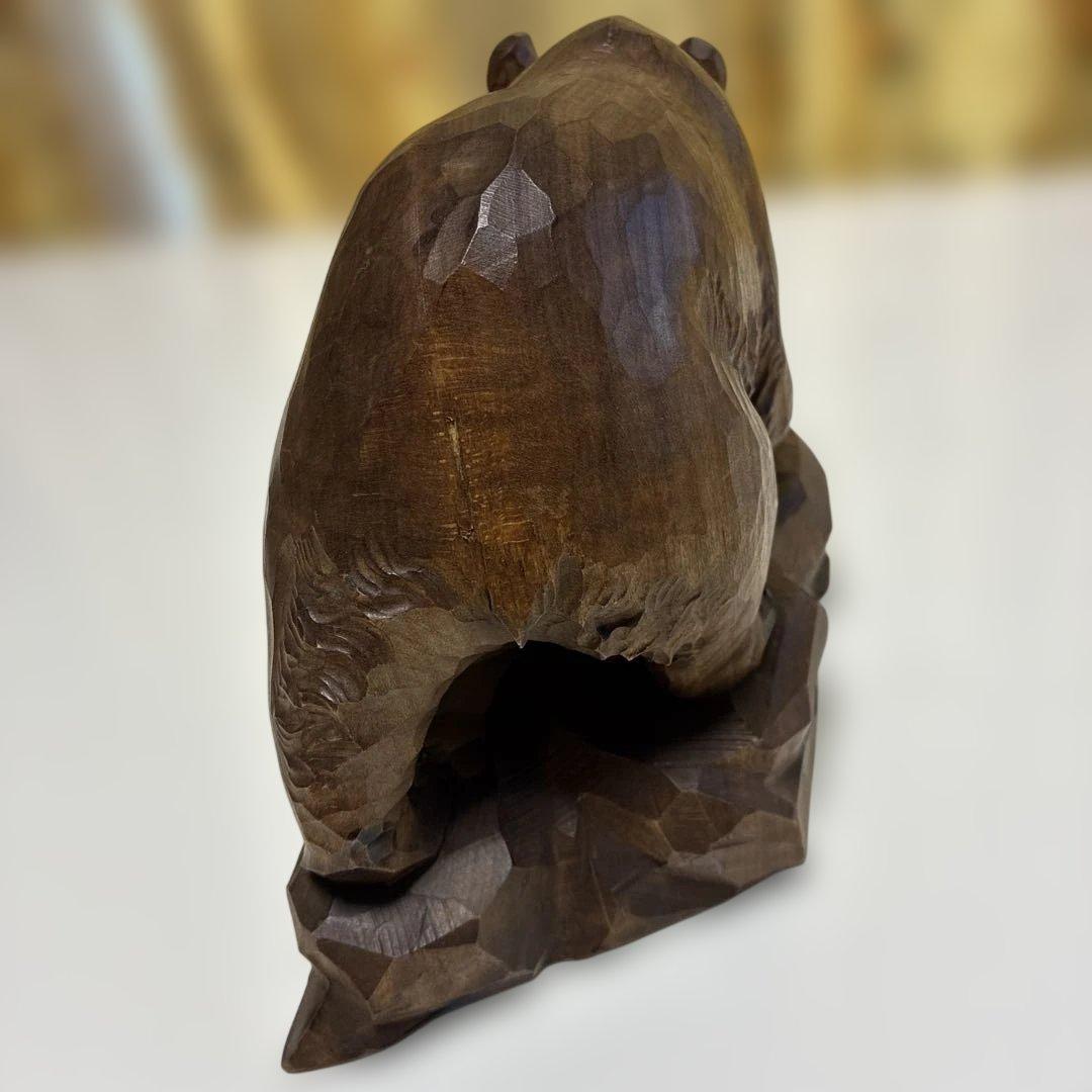木彫り熊　堀井作　彫刻　美術品 工芸品 サイズ高さ約15cm幅約21cm