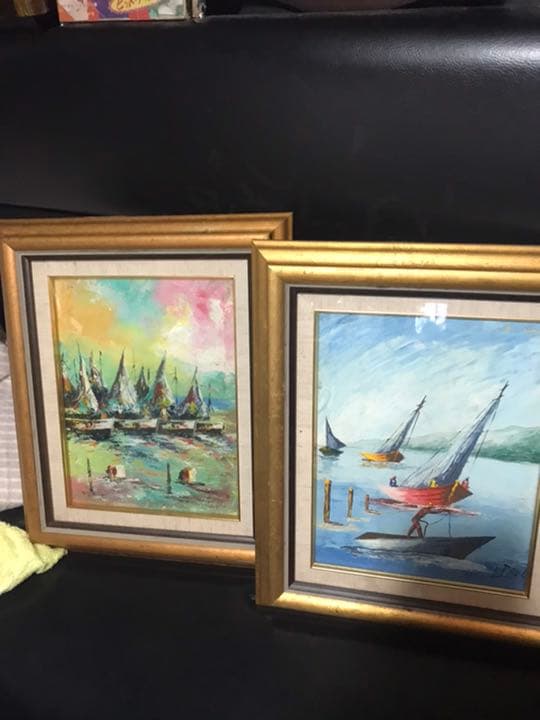 絵画 油絵、帆船油絵、、油絵