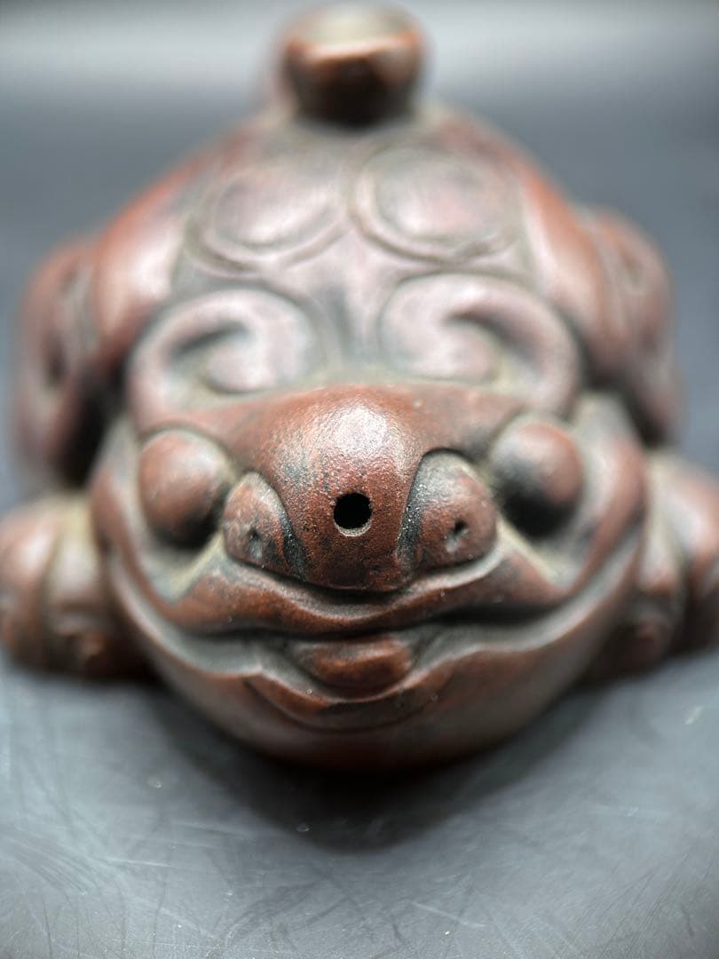 【稀少・19世紀】中国古玩 釉薬石器 カエル 水差し 海外オークション実績あり