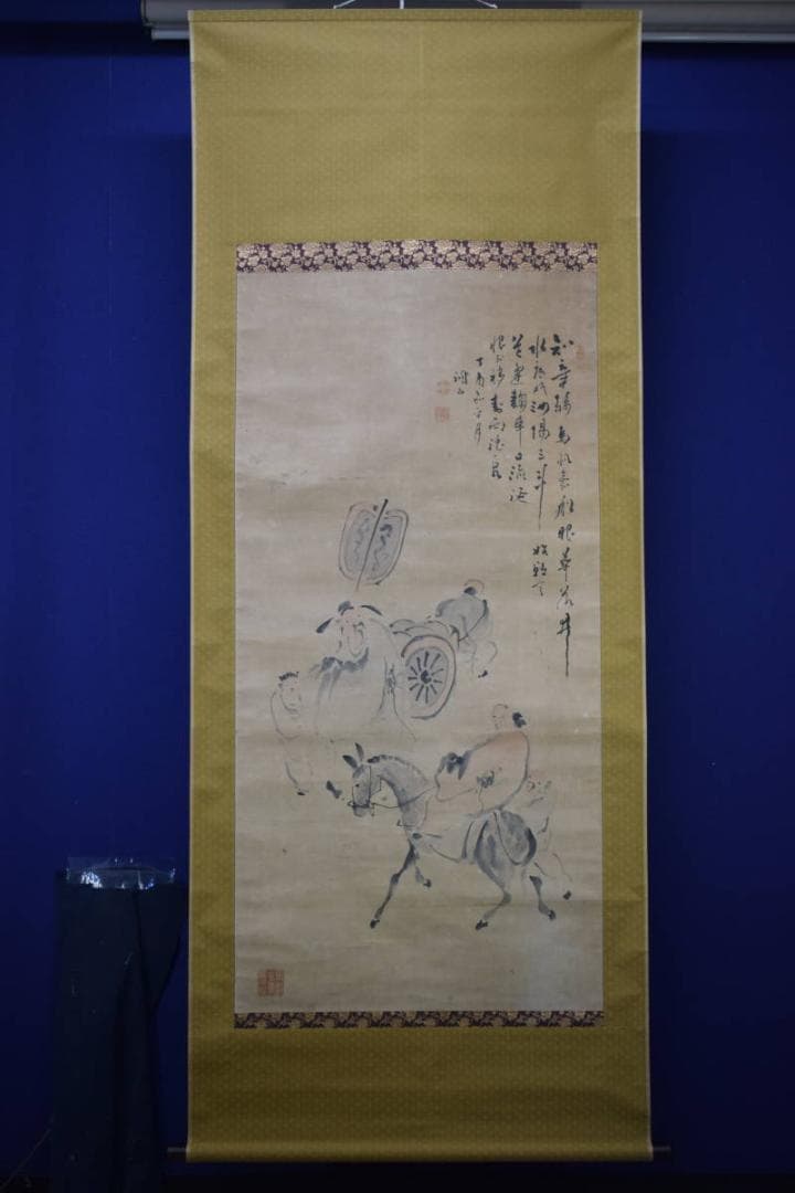 真作/洞山/ロバ人物画賛/布袋屋掛軸HE-467