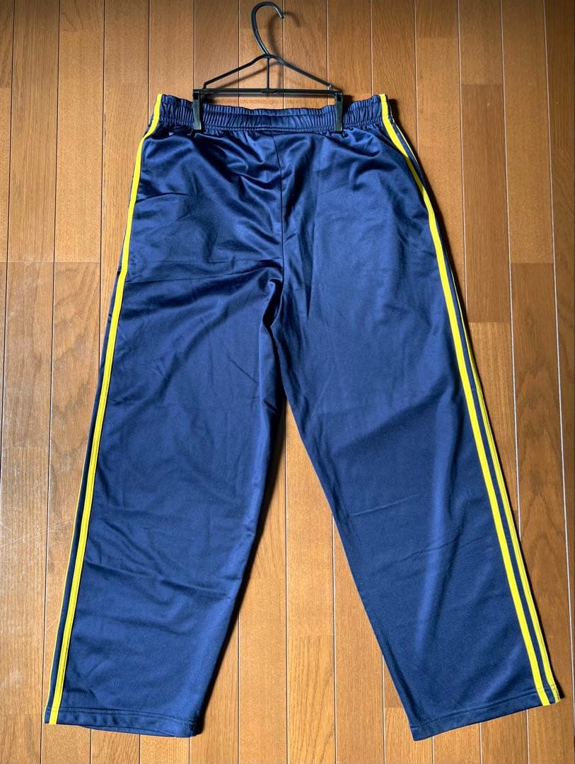 adidas ネイビー×イエロー L トラックパンツ