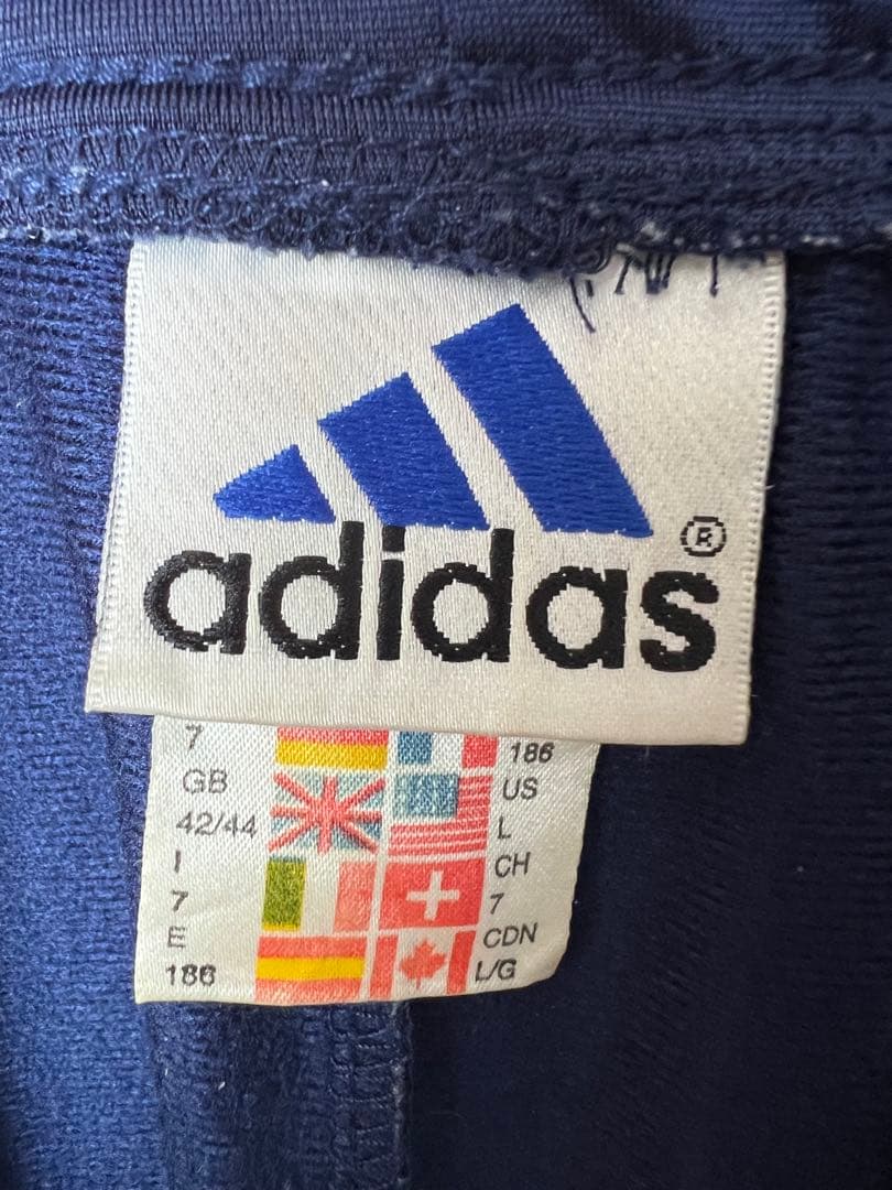 adidas ネイビー×イエロー L トラックパンツ