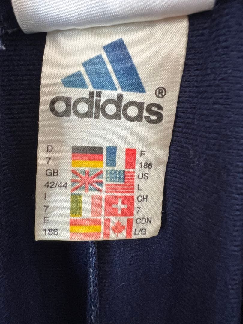 adidas ネイビー×イエロー L トラックパンツ