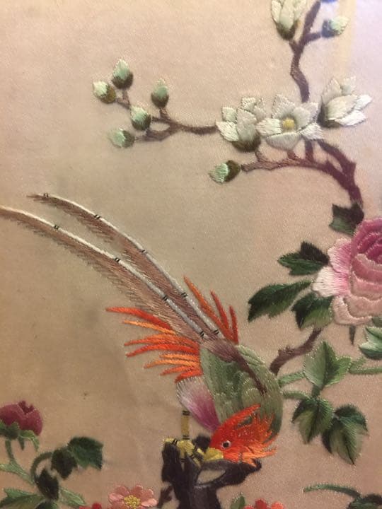 壁掛け 刺繍花鳥   年代物 古美術 中国美術 古玩