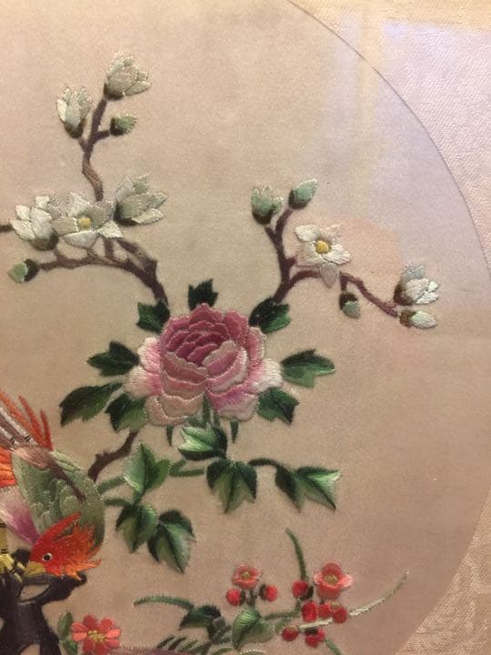 壁掛け 刺繍花鳥   年代物 古美術 中国美術 古玩