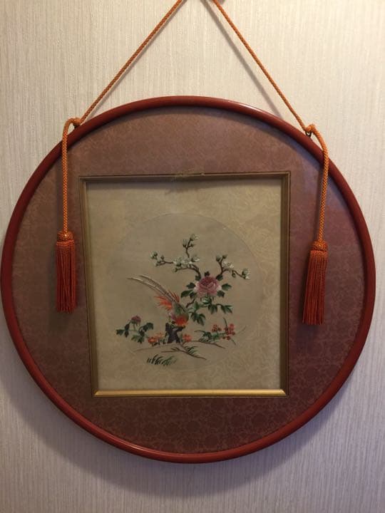 壁掛け 刺繍花鳥   年代物 古美術 中国美術 古玩