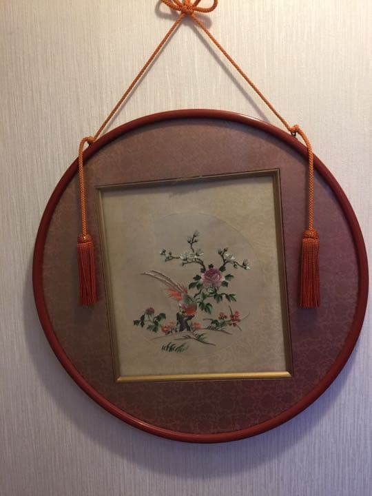 壁掛け 刺繍花鳥   年代物 古美術 中国美術 古玩
