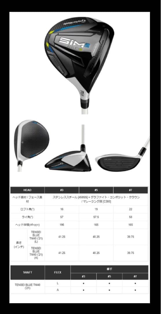 ★SIM2MAX レディース テーラーメイド フェアウェイウッド ユーティリティ