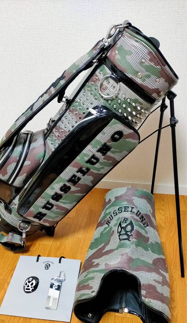 レア 限定品 ほぼ未使用 ラッセルノ スタッズ ゴルフ キャディバッグ 迷彩柄