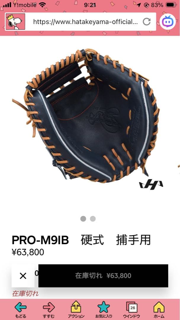 ⭐️(本日限定価格)ハタケヤマ　硬式大人用キャッチャーミット(40ＴH記念モデル)