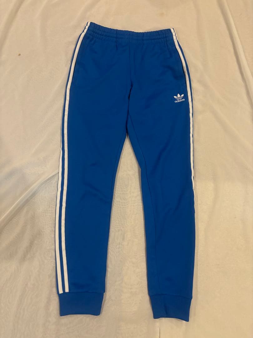 adidas トラックパンツ 青 サイドストライプ　ジャージ　アディダス