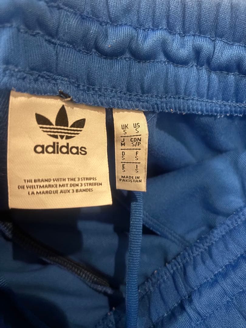 adidas トラックパンツ 青 サイドストライプ　ジャージ　アディダス