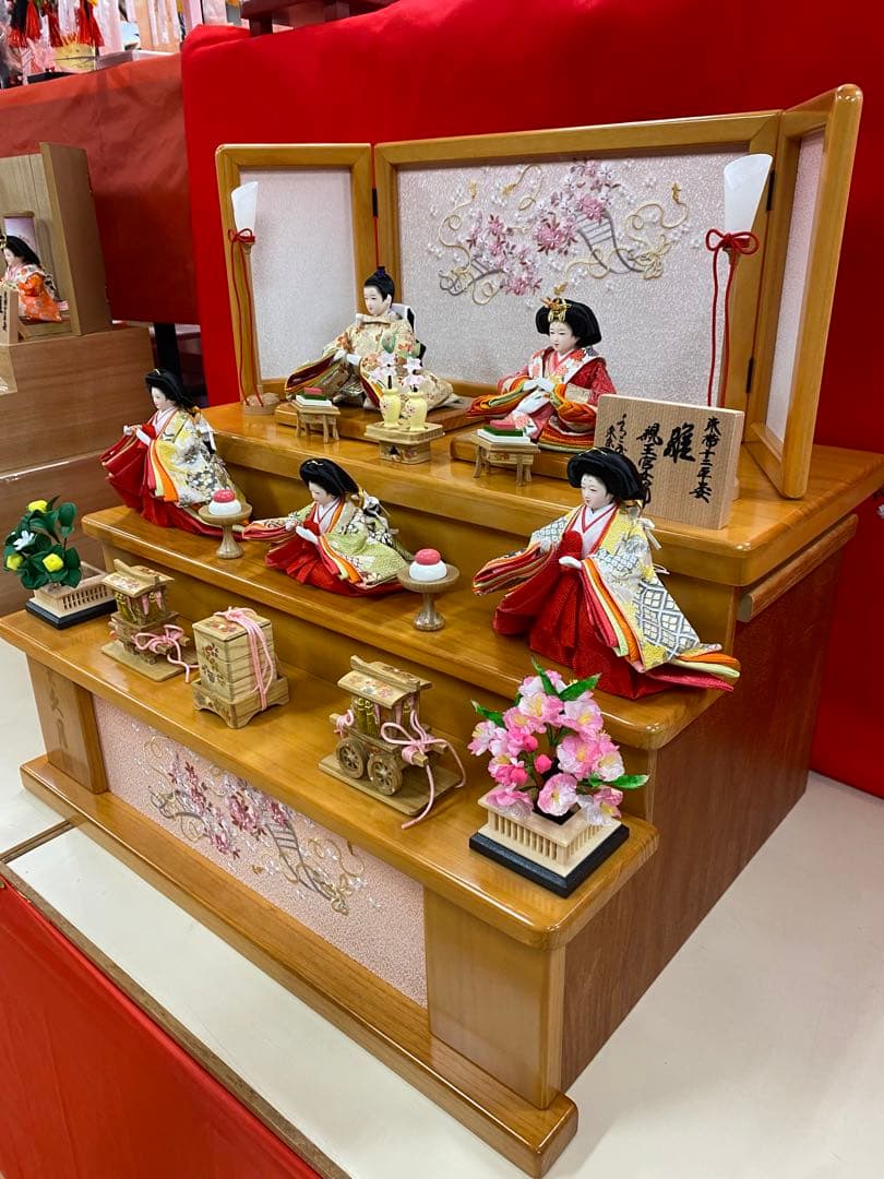 東京久月　親王五人飾り収納用三段セット・頭：梛葉　作・アウトレット商品