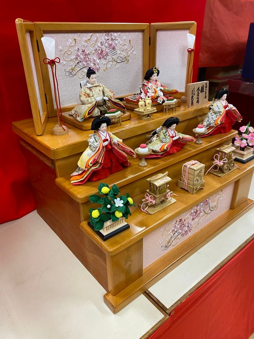 東京久月　親王五人飾り収納用三段セット・頭：梛葉　作・アウトレット商品