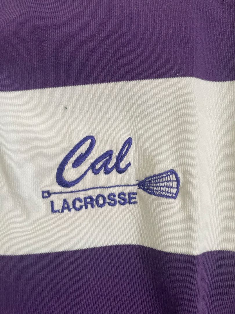 Cal LACROSSE 長袖ラガーシャツ 紫白