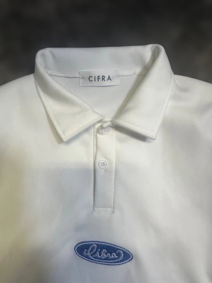 CIFRA ホワイト 長袖ポロシャツ M