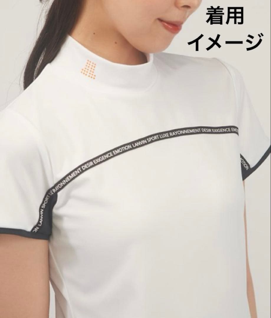 ランバン　ゴルフ　モックネック　白　黒　オレンジ　春夏　レディースＬ　極美品