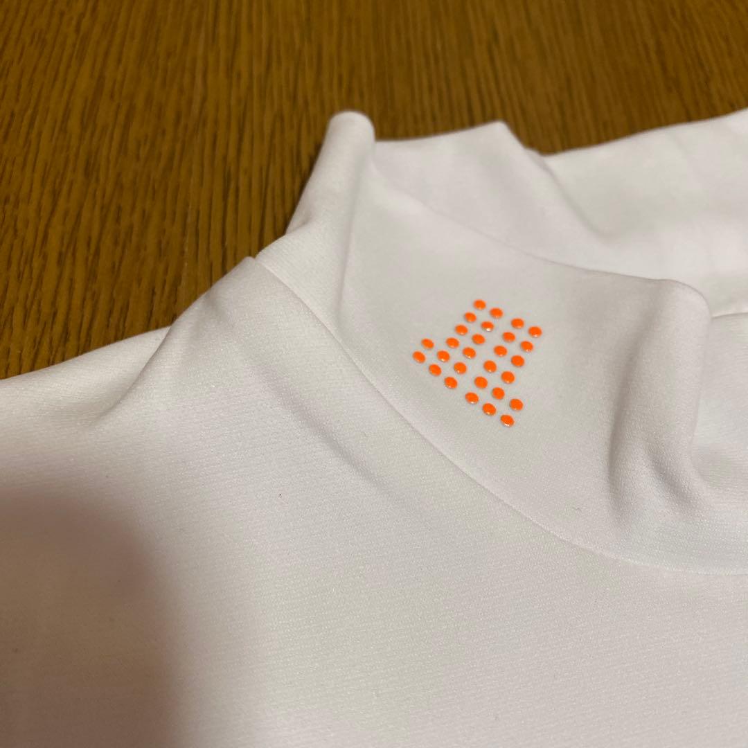 ランバン　ゴルフ　モックネック　白　黒　オレンジ　春夏　レディースＬ　極美品