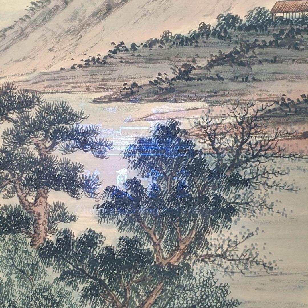 傅抱石 関山行旅図 三尺中堂掛け軸　中国山水画　宣紙　書画工芸