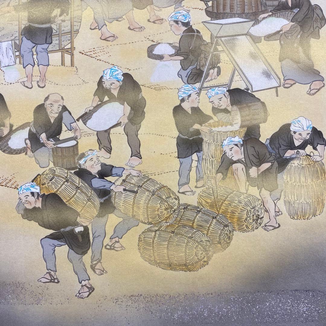 美品 掛け軸 田中六一作 豊穣春秋二十六景図 共箱 縁起物 田植え 豊作