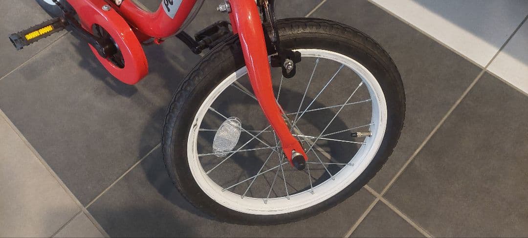 美品★ピープル子供用自転車 16インチレッド、ベージュバスケット付き