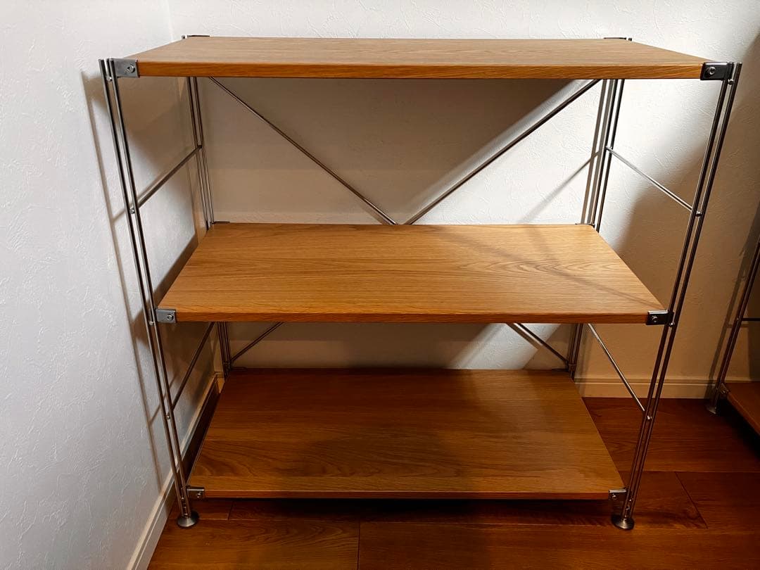 無印良品　ステンレスユニットシェルフ・棚セット・ワイド・小　オーク材