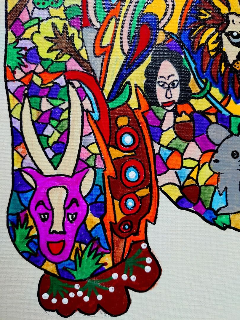 【F6号】ジミー大西【ゴリラ】手描き作品/表裏サイン/油彩/アクリル/絵画/額縁