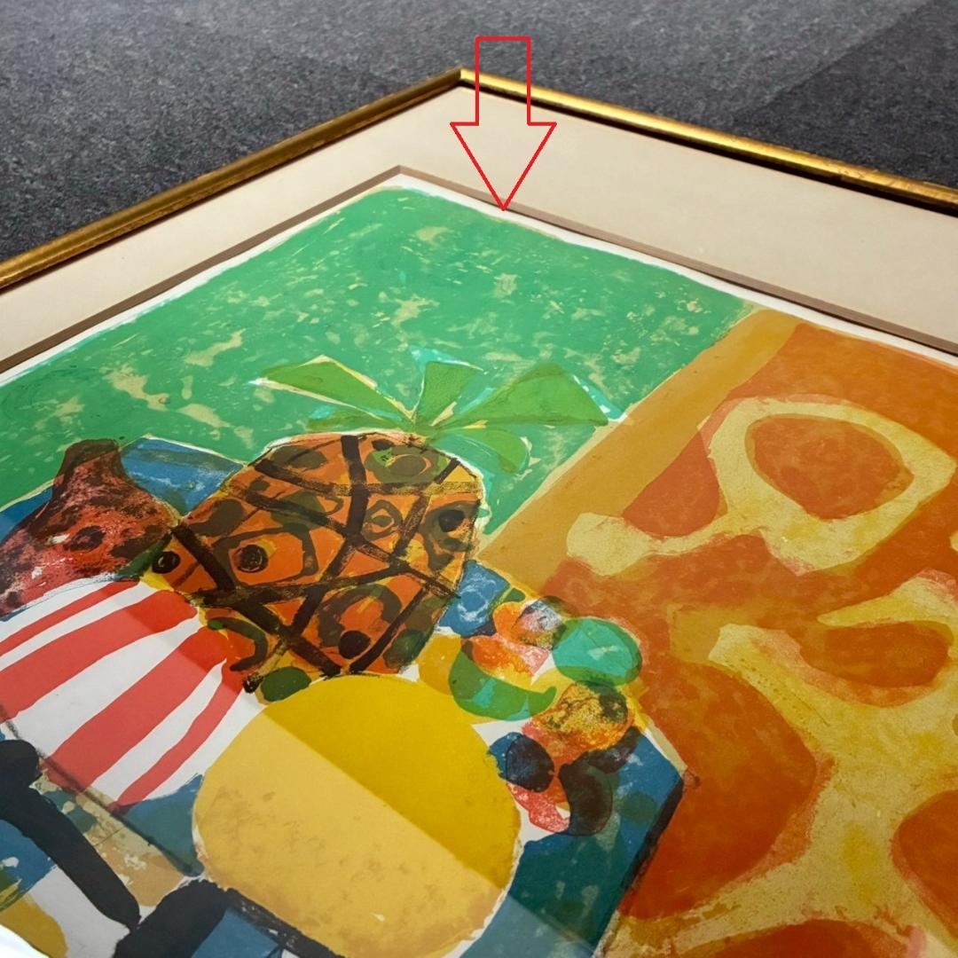 ポール・アイズピリ「パイナップルのある静物」リトグラフ 直筆サイン入 人気画家