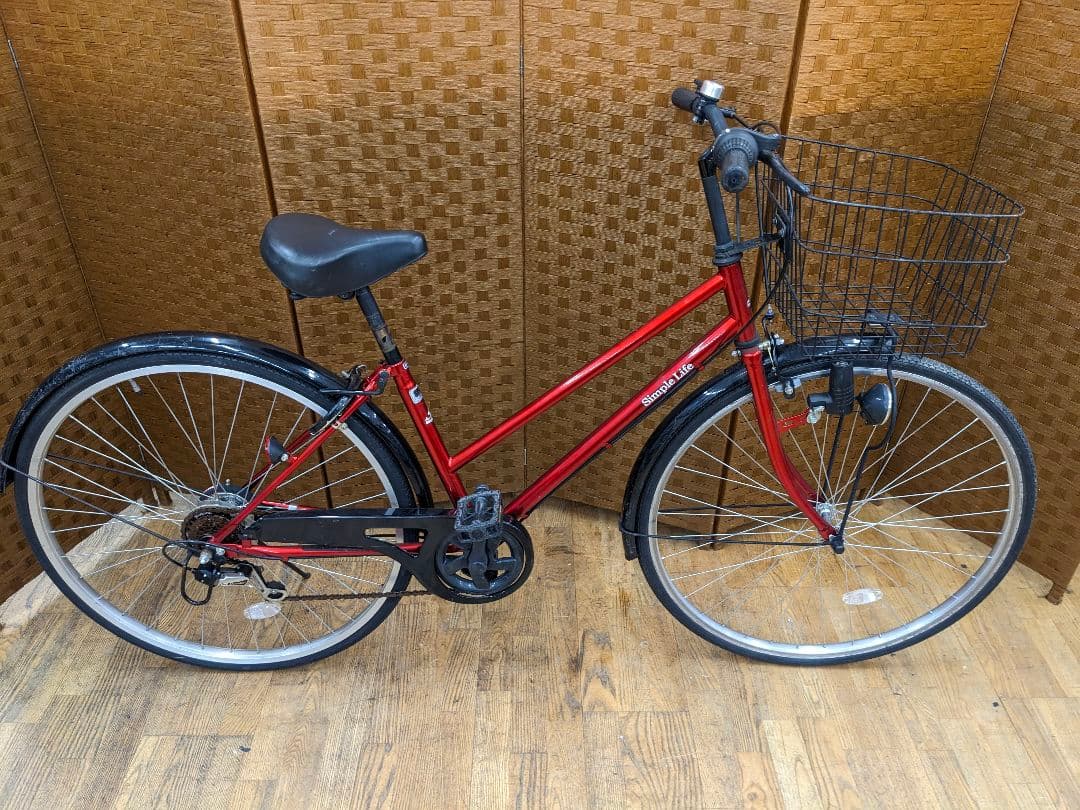 U070 普通自転車　27インチ 6段変速 レッド