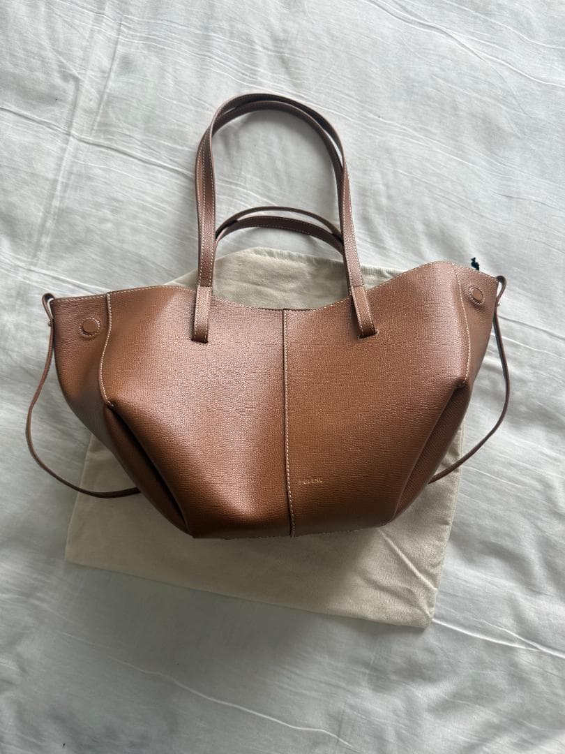 POLÈNE Cyme Mini ブラウンレザー トートバッグ