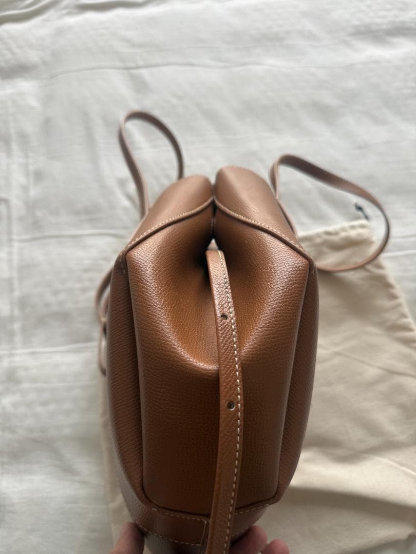 POLÈNE Cyme Mini ブラウンレザー トートバッグ