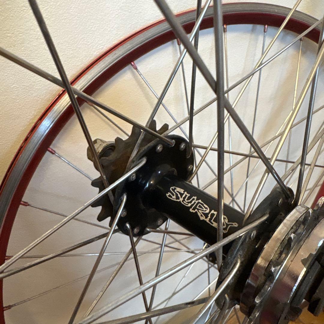 AMBROSIO(made in ITARY)赤リムシングルスピード前後セット