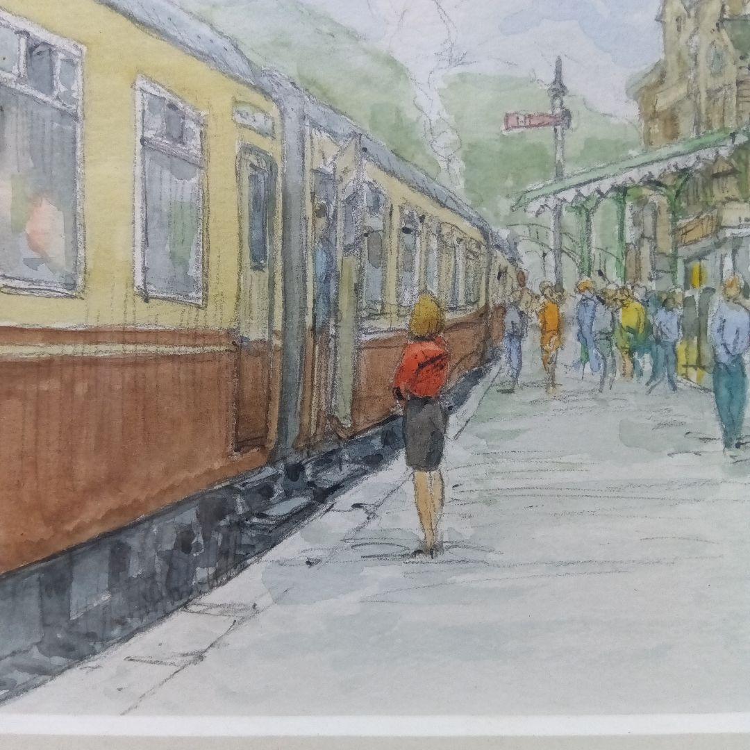 イギリス駅風景　 水彩画