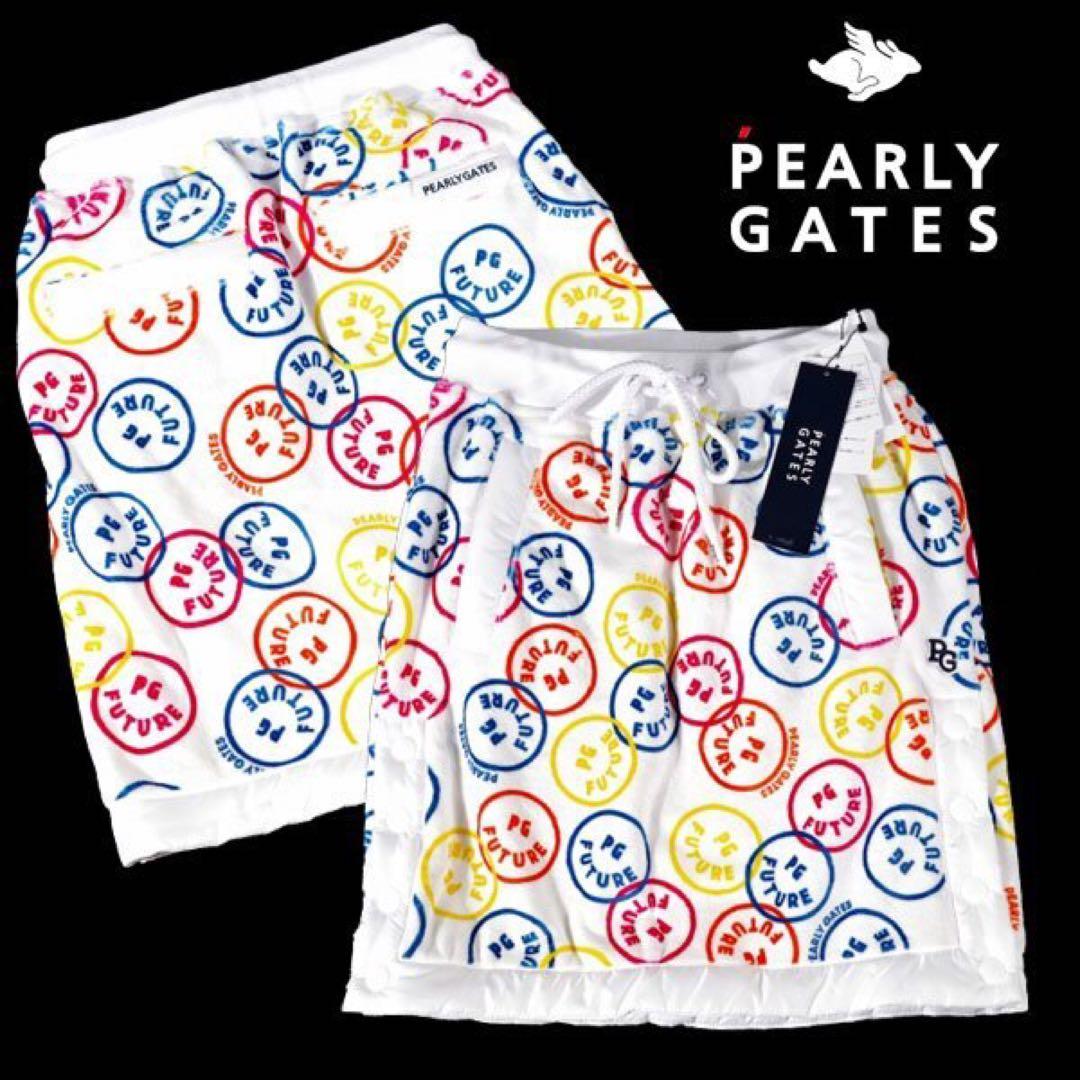 【PEARLY GATES】秋冬防寒NICO柄 ベロアボンバー スカート・0番S
