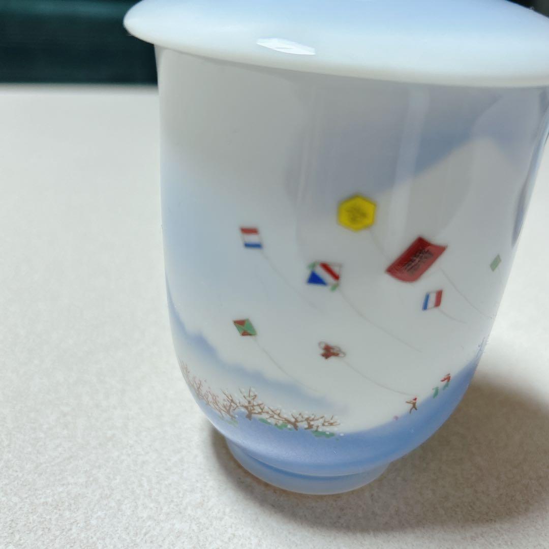 深川製磁 新春御題 風 組湯呑み 組飯椀