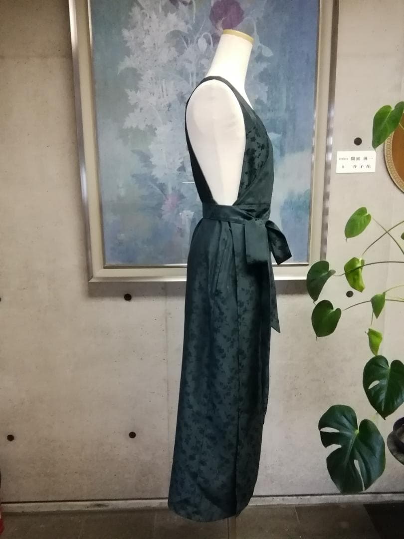 【日本製】S~3L ジャガード織 深緑 茶道お稽古用エプロン127100-70