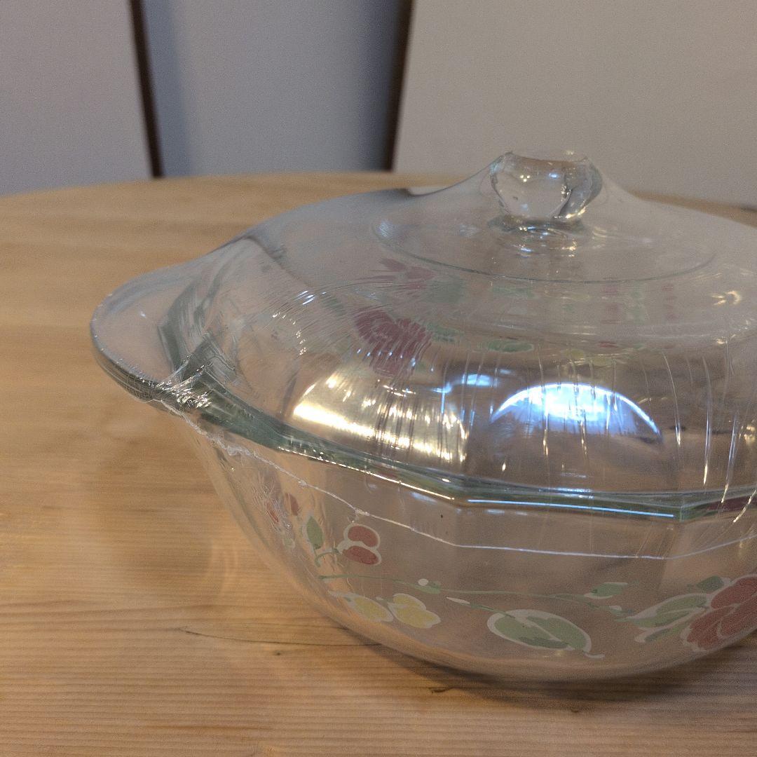♦️岩城硝子製 ヴィンテージ・パイレックス 蓋付きキャセロール♦️新品・未開封