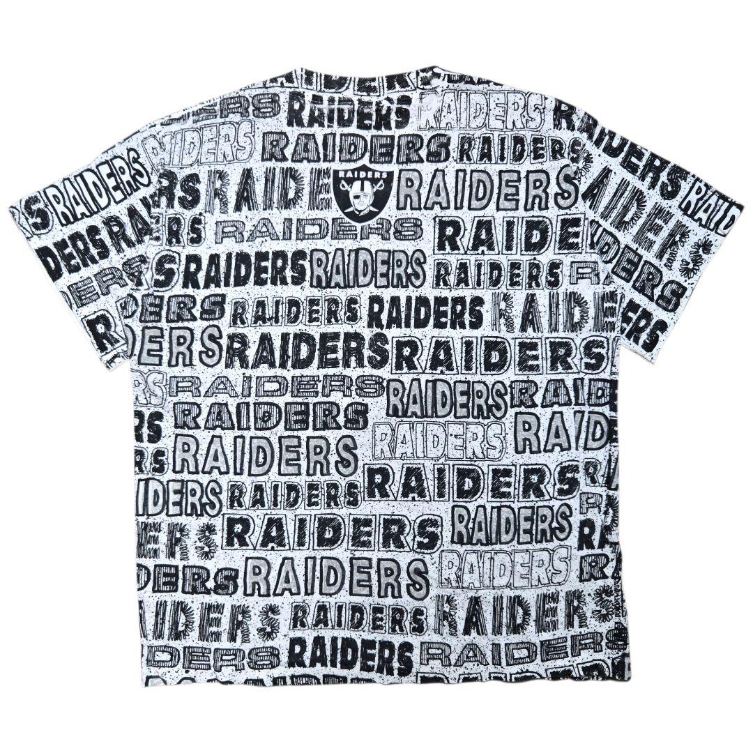 USA製 90sレイダース全面総柄ビッグプリントTシャツ　Raiders