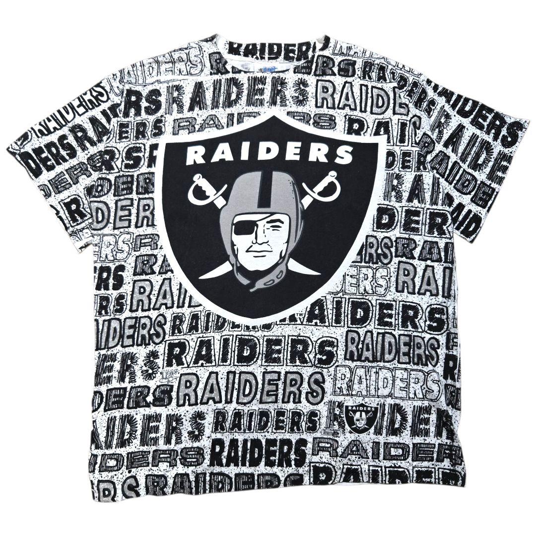 USA製 90sレイダース全面総柄ビッグプリントTシャツ　Raiders