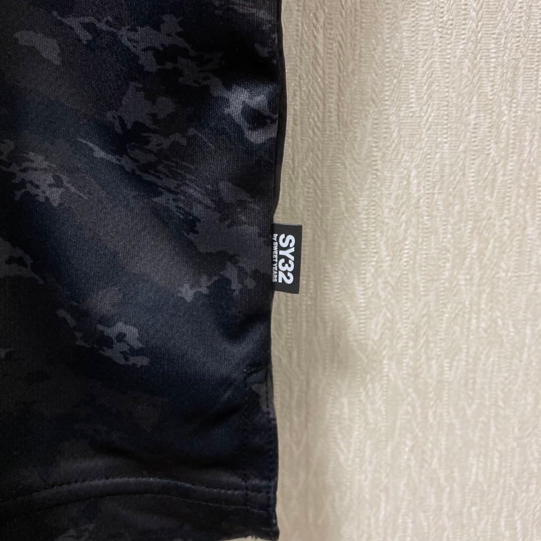 【美品】SY32 ポロシャツ カモ 切替 大きいサイズ 速乾 ブラック XXL