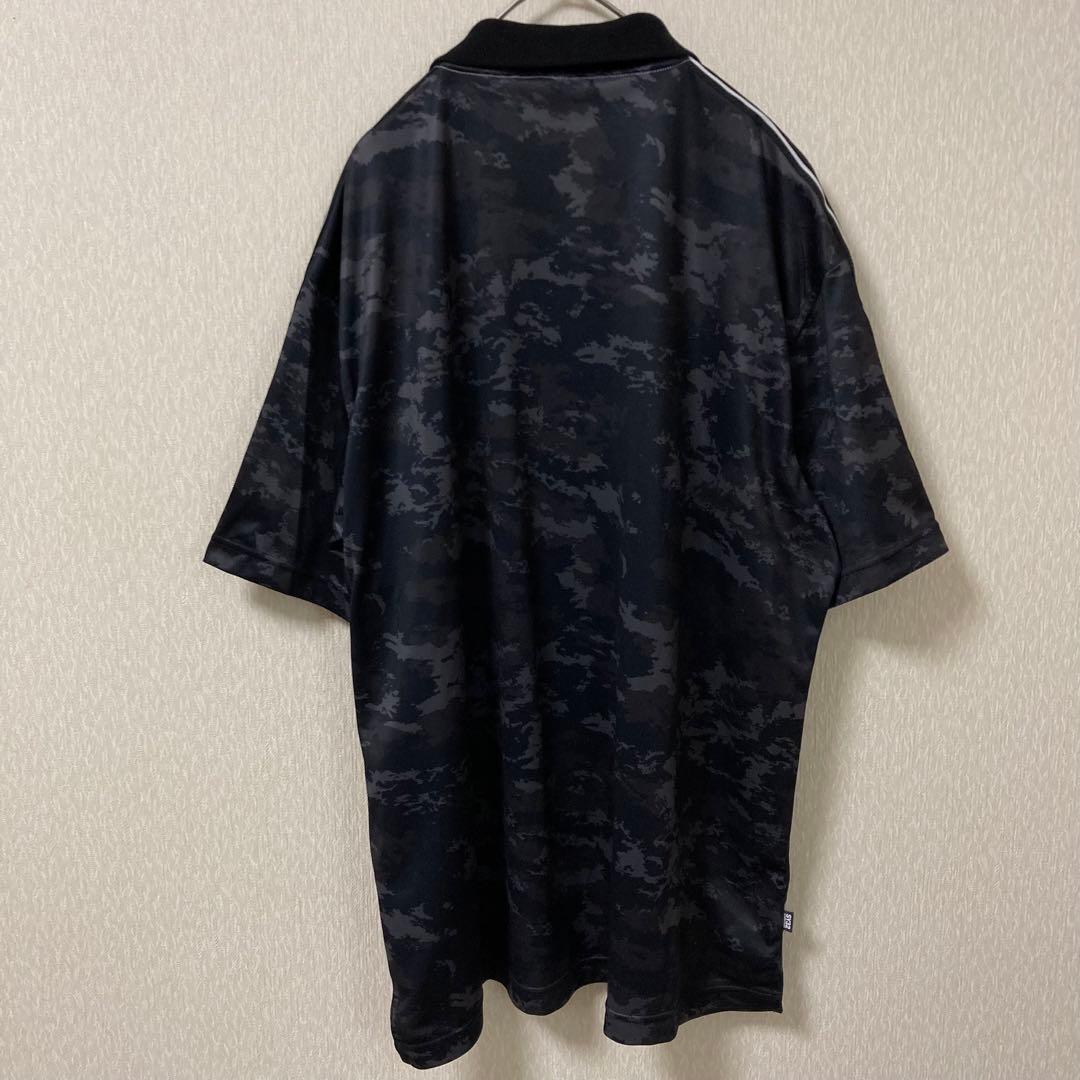 【美品】SY32 ポロシャツ カモ 切替 大きいサイズ 速乾 ブラック XXL