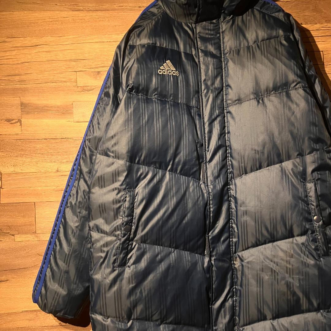 adidas　アディダス　ベンチコート　ダウン80%　紺/青　サイズL