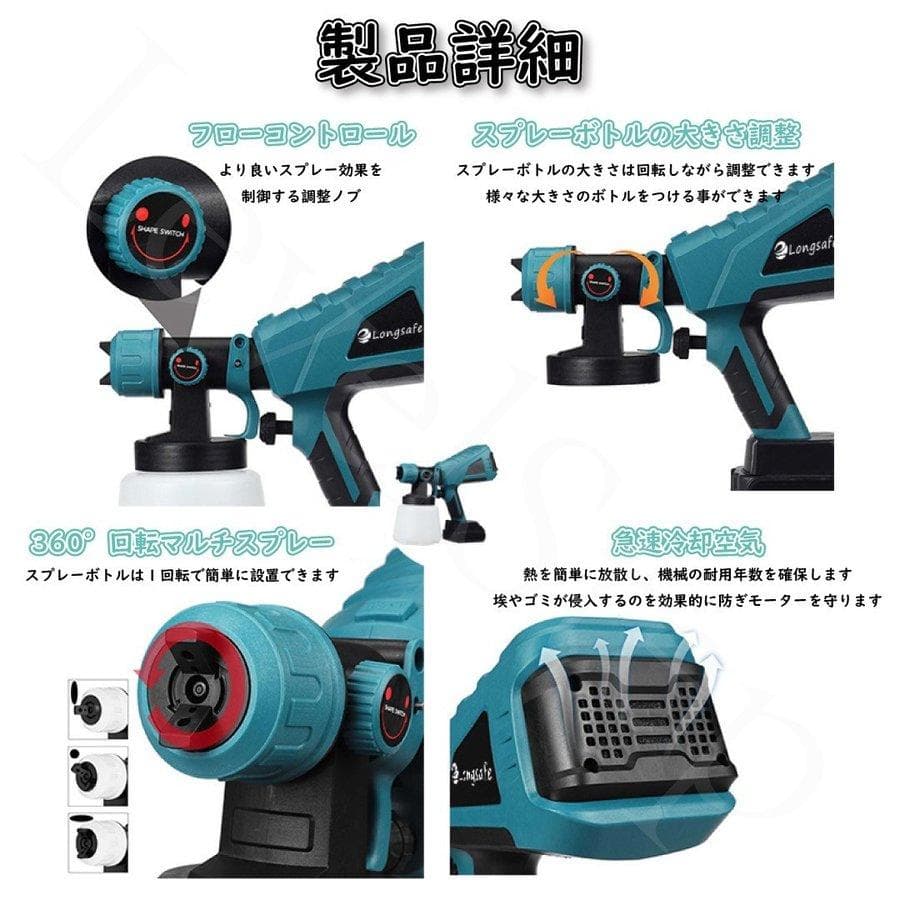 マキタ スプレーガン Makita エアーガン 互換 18V 14.4V  B