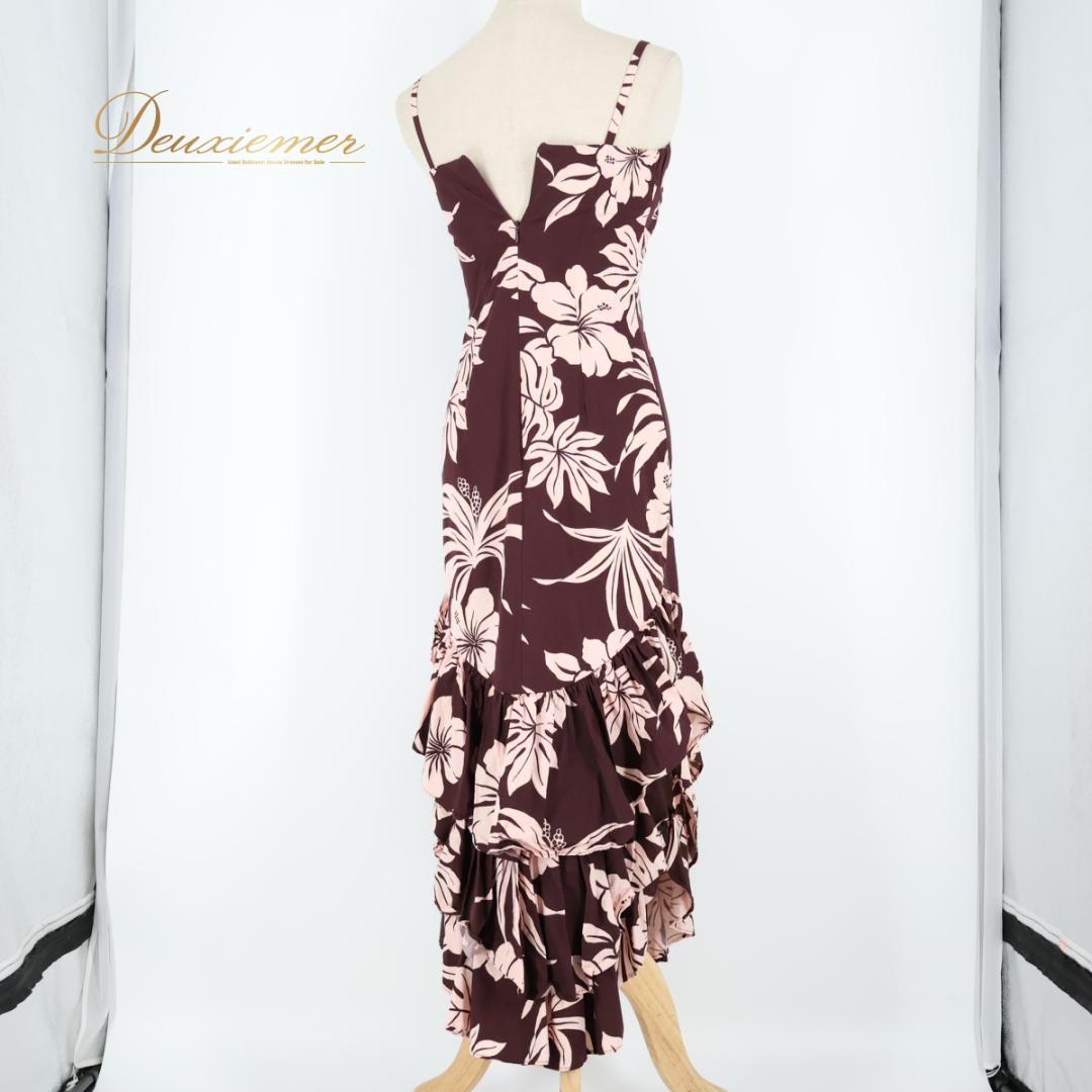 【美品 ハワイ製 フラダンス衣装】ブラウン CC Fashions ワンピース