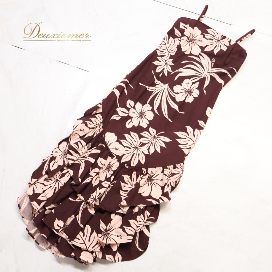 【美品 ハワイ製 フラダンス衣装】ブラウン CC Fashions ワンピース