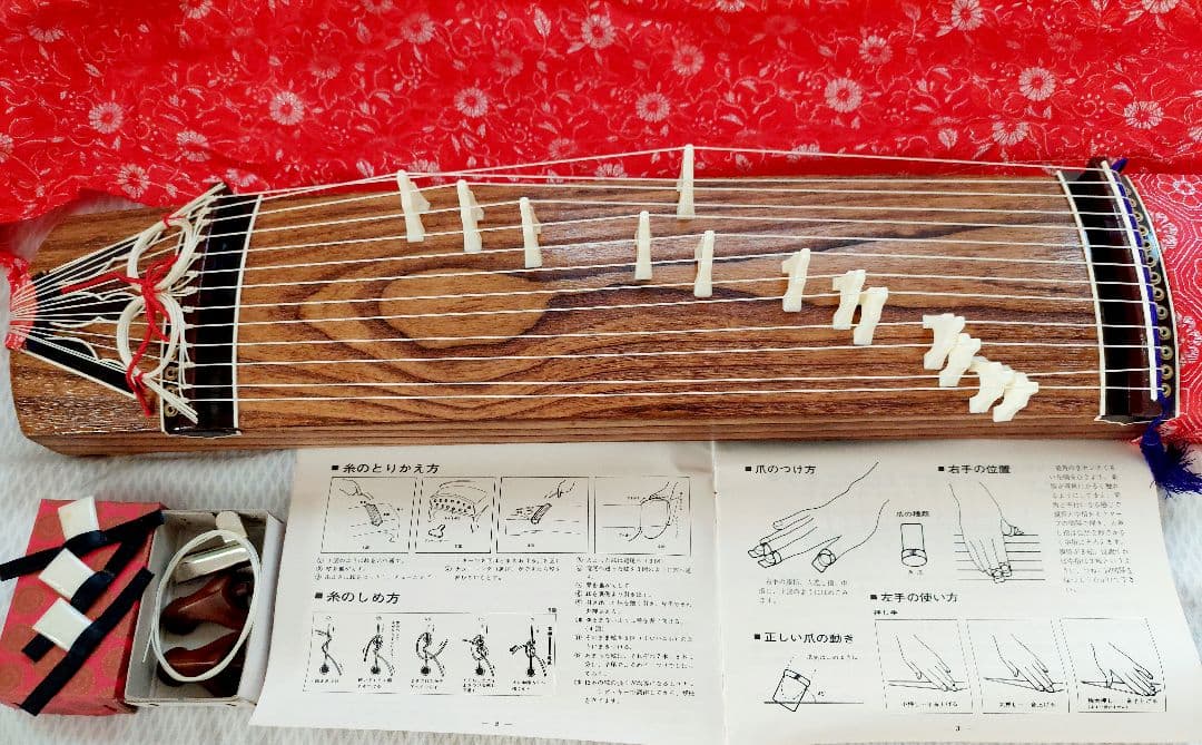 ミニ琴 新品文化箏 和楽器 琴 箏　60cm 爪セット13弦日本音楽著作権協会